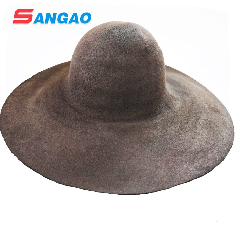 Wholesale Large Brim Casual Hats Felt 100% Rabbit Fur Felt Hoiche Hat with aviator Hat Style Capelines or Hoods